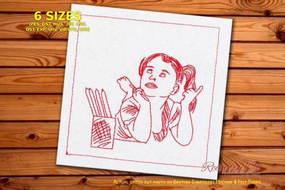 Girl Doing Homework Redwork: Etsy Seller Review